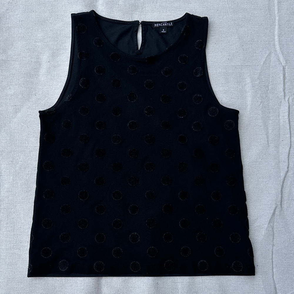 J.Crew Mercantile Black Textured Dot Sleeveless Tank Top Women's Small